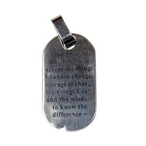 Inox Men's Polished Stainless Steel Serenity Prayer Dog Tag Pendant